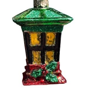 Christopher Radko‎ Ornament Green Red Lantern Pagoda 2010 Glitter Glass 1014885